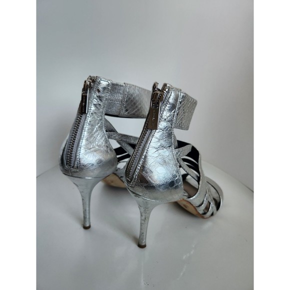 MICHAEL MICHAEL KORS Women's Shiloh Silver Snakeskin High Heels Size 8 *GUC* - Picture 4 of 6